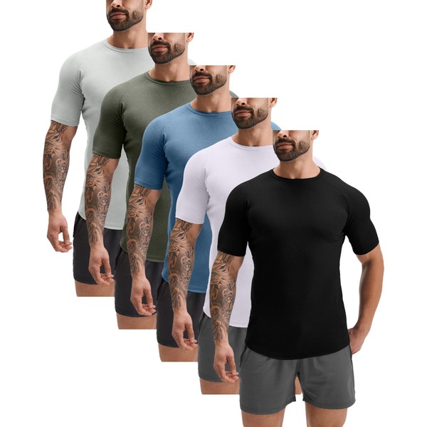 GYM REVOLUTION Men's 5 Pack Workout Gym Hipster Curved Hem