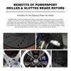 PowerSport Rear Black Drilled Slotted Brake Rotors and Semi Metallic