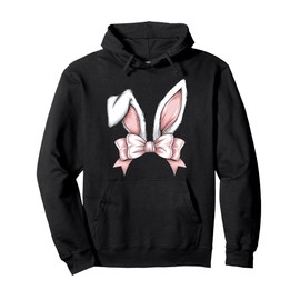 Women Cute Coquette Bow Bunny Ears Aesthetic Rabbit Easter Pullover Hoodie