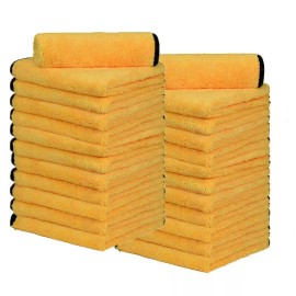 CarCarez 24 Pcs Microfiber Towel Plush Cleaning Drying Cloth 16x16" 380 gsm lint free