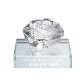 PEEYHONY Gifts for Mom, Mothers Day Unique Crystal Rose Figurine Ornament with Laser Text Gift from Daughter and Son, Thanksgiving Valentines Christmas Birthday Love Gift for Mother