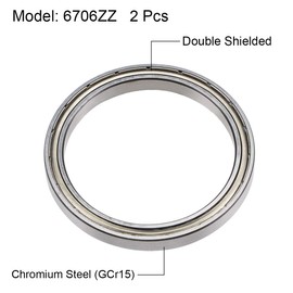 sourcing map 2 Pieces Double Shielded Ball Bearing Set Deep Groove Ball Bearing 6706ZZ Z2 30 mm x 37 mm x 4 mm Chrome Steel Ball Bearing Large Skateboard Bearings Skateboard Ball Bearing