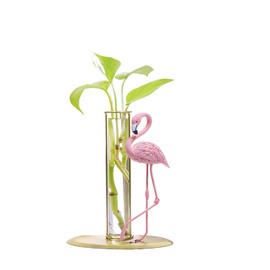 Test Tube Vase - Propagation Vases for Plants, Pink Flamingo Propagation Vase for DIY Home & Office Decor, Gift-Ready Floral Holder for Women, Girls Room, Wedding Centerpiece