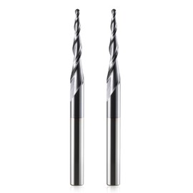 HOZLY Ball End Mill, Conical CNC Milling Cutter, Set of 2, R1.0 Spiral Groove Cutter Bit, 6 mm Shank, 2 Flutes End Mill, HRC55, 1.0 mm Radius CNC Carving Bits with AlTiN Coating for 2D/3D Engraving