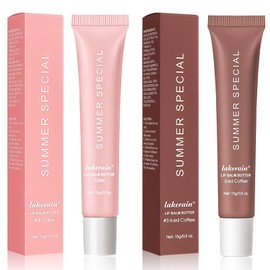 Summer Lip Butter Balm, Pack of 2, Moisturising Lip Balm, Nourishing Lip Mask and Lip Balm, Tinted for Instant Moisture, Soothing, Lip Care
