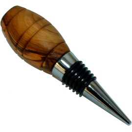 Holy Land Market Classy Olive Wood/Stainless Steel Wine Stopper from the Holy Land (4.5 Inches)