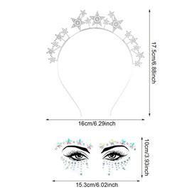 AWAVM Silver Makeup Accessories Sparkly Star Rhinestone Hair Band Face Tattoo