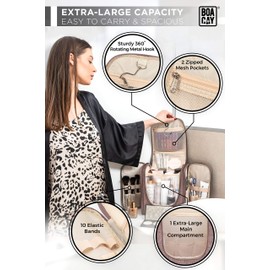 Extra Large Cosmetic Bag & Toiletry Bag for Men & Women, Toiletry Bag, Makeup Bag & Wash Bag with Elastic Band Holders for Toiletries, Travel Accessories, Make-Up, (X-large) Coffee With Milk Brown, xl, Toiletry bag