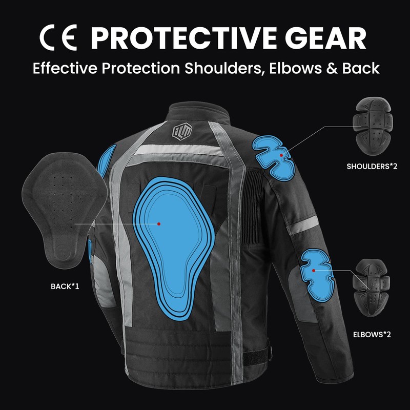 ILM Motorcycle Jacket with CE Armor for Men Enduro Touring