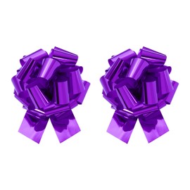 MECCANIXITY 2Pcs 10 Inch Metallic Large Big Pull Bow Gift Wrapping Bows Ribbon for Wedding Car Baskets Presents Christmas Bow, Purple