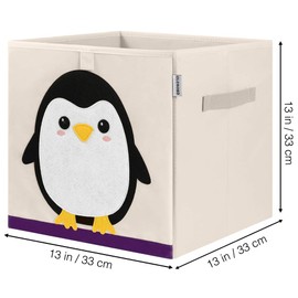 CLCROBD Foldable Animal Cube Storage Bins Fabric Toy Box/Chest/Organizer for Kids Nursery, 13 inch (Penguin)