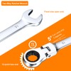 HARFINGTON 2pcs Flex-Head Ratcheting Wrench 16mm 180° Rotating Head Metric