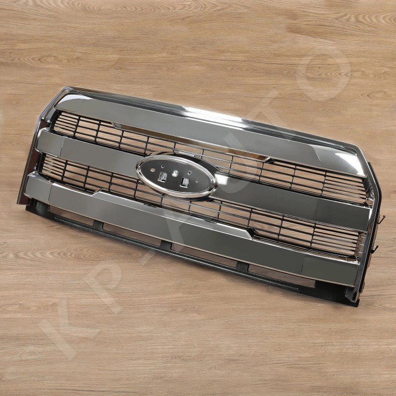 KingParts-Auto Chrome Front Upper Grille Grill W/O Camera For 2015