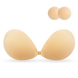 AURUZA Sticky Push Up Bra for Women, Strapless Backless for Wedding/Parties/Events, Comfortable Adhesive Nude