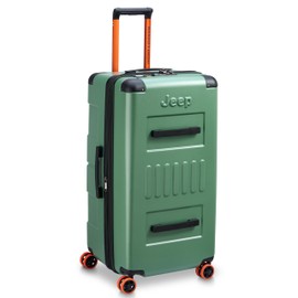 Jeep JH002B Hardside Expandable Luggage Trunk with Spinner Wheels, Elm Green, Checked-Large 29 Inch