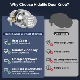 Door Knob with Keypad, Door Lock with Code, Keypad Door Lock with Handle, Keyless Entry Door Lock for Front Door Garage Home Apartment, Satin Nickel 4 Pack