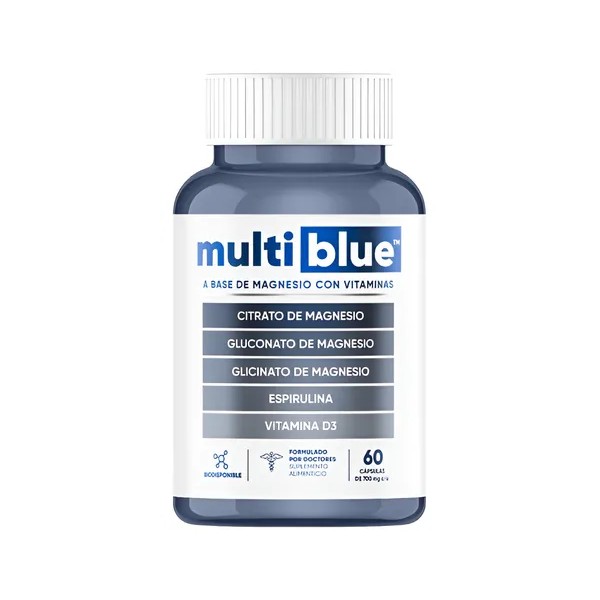 Multiblue Magnesio 60 Capsulas Para Huesos, Fatiga Calambres