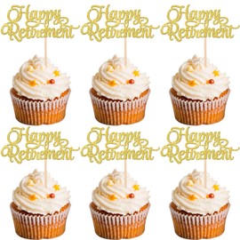 30 piezas de adornos para magdalenas jubiladas con purpurina oficialmente jubiladas, decoraciones de tartas con texto en inglés "I'm Retired Temática de jubilación", suministros para fiesta de cumpleaños de color dorado