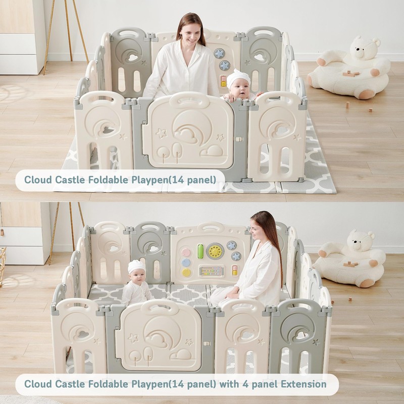 Fortella Cloud Castle Foldable Playpen 4-Panel Extension, 2021 Winter New