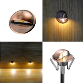 FVTLED 20pcs Low Voltage LED Deck Lights kit Φ1.38 Outdoor Garden Yard Decoration Lamp Recessed Landscape Pathway Step Stair Warm White LED Lighting, Red Bronze