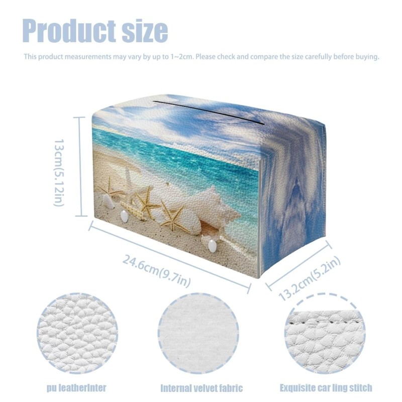 KUIFORTI Starfish Seashell Tissue Box Cover Rectangle Car Tissue Holder