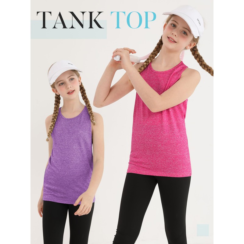 Poroka 5 Pack Girls Active Dry Fit Tank Top Kids