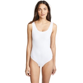 Yummie by Heather Thomson Women's Ruby Seamless Shaped Everyday Shaping Bodysuit, White, Medium/Large