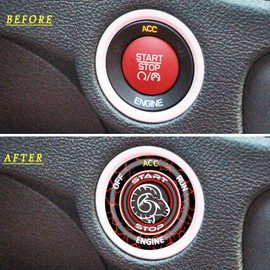 TOOLEPIC Car Push Start Button Cover for Dodge RAM Truck 1500 2500 3500 4500 5500 2015-2025- Engine Start Stop Ignition Switch Kit Accessory Custom Fit Ruby Red