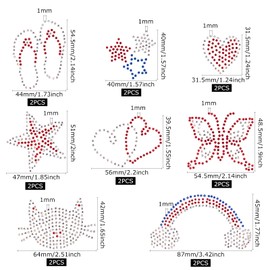 FINGERINSPIRE 16 Pcs 8 Patterns Rhinestone Hot Drilling Pattern DIY Transfers Patches Crystal Hotfix Motif Transfer Applique Iron on Decals for Crafts, T-Shirts, Bags