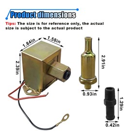 12V Electric Fuel Pump, 2.5-4 PSI Heavy Duty Low Pressure Gas Diesel In-Line Fuel Pump, EP014 Metal Solid Petro Gasoline or Diesel Engine Universal Standard Self Priming In-Tank Electric Fuel Pump