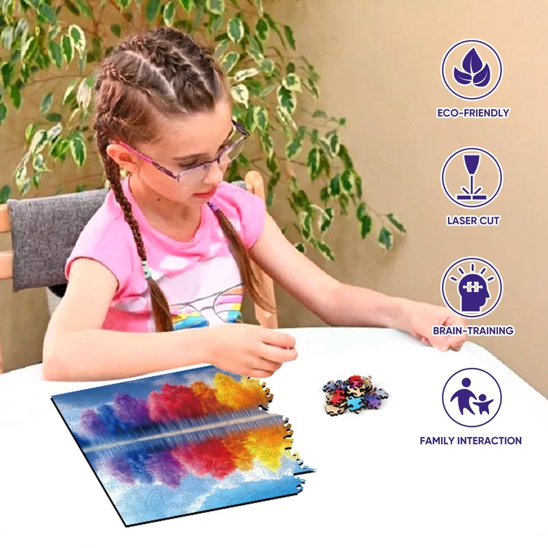 Wooden Jigsaw Puzzles for Adults Rainbow Forest Lake 200 Pieces
