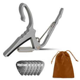 5 Core Guitar Capo Quick Change Acoustic Electric String Clip Banjo Mandolin Or Ukulele + 6Pcs Guitar Picks Celluloid Puas Para Guitarra + Carry Bag - CAPO AL SLV