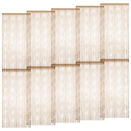 10 Pack 39 x 79 Inch String Curtains for Doorways, Hanging Fringe Hippie Room Divider Privacy Decor Glitter Beaded Curtains for Door Window Hallway Entrance Wall Closet Bedroom Party, Champagne
