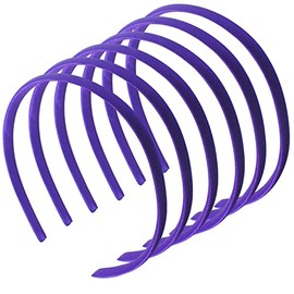 Topkids Accessories 6x Thin Satin Hair Head Bands Headbands Alice Bands Hairbands Girls Women School Colourful Wedding Holiday Festival Bridal Adult 1cm 0.4" (Purple)