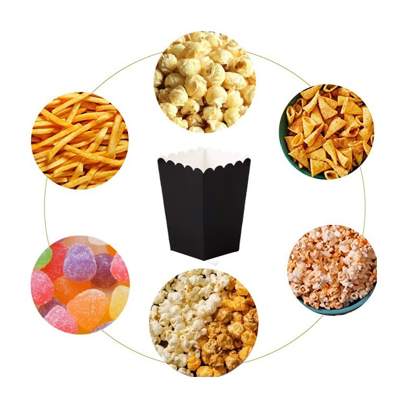 CC wonderland zone 24pcs Black Mini Popcorn Boxes Paper Popcorn