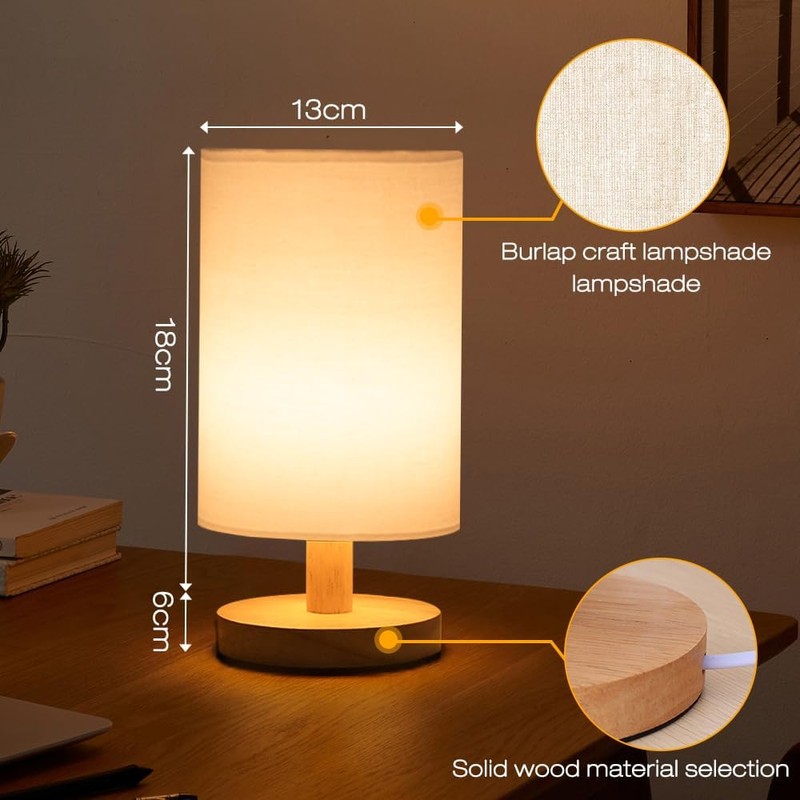 Necomi Bedside Table Lamp, LED Bedrooms Lamps with Remote Control,