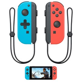 Wireless Controllers Compatible for Switch/OLED/Lite, Switch Controller Support Wake-up Function and 6-Axis Gyro with Grip and Straps (Blue and Red)