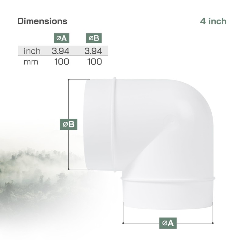 Vent Systems 100mm Elbow 90 Degree Pipe Connector Flexible Round