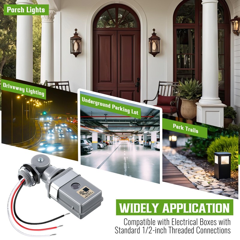 Ceoighe 2 Pack Photocell Sensor for Outdoor Lights, 120VAC 50/60