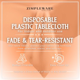 ZIMPLEWARE Premium Peach Plastic Table Cloth Disposable (12 Pk) Plastic Tablecloths for Rectangle Tables (54in x 108in) Party Table Cloths Disposable for 6ft to 8ft Rectangle Tables