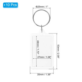 PATIKIL Acrylic Photo Frame Keychain, 10 Pack 1.7x1" Blank Picture Insert Keyring with Split Ring for DIY Craft Project, Clear