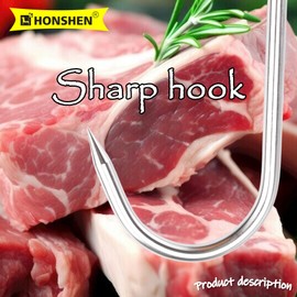 HONSHEN 7Inch Meat Hooks, 4MM Butcher Hooks Stainless Steel,S Shaped Kitchen Smoking Meat Processing Hooks for Hanging Bacon,Sausage Hunting Smoking Ribs,Drying,Grillling BBQ Market.20 Pack