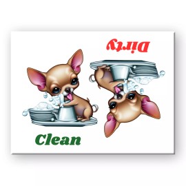 CHIHUAHUA Clean Dirty 3 1/2" x 2 1/2" Steel Cased DISHWASHER MAGNET No 1