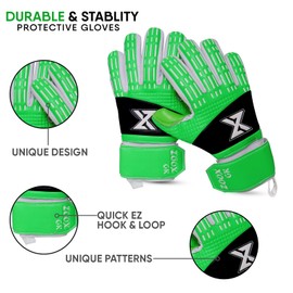 ZooxGk Secure Catch Training Goalkeeper Gloves Kids & Youth with Pk Latex, Children Goalie Gloves Soccer with 4mm Latex with Strong Grip Goalkeeping Gloves (flu green, M(size 6))