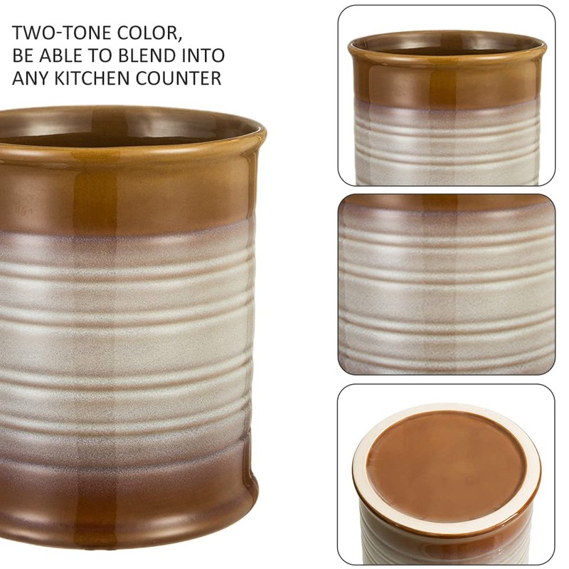 Nihow Kitchen Utensil Holder: 7.2 Inch Extra Large Ceramic Utensil