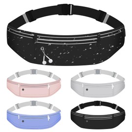 Mayoii Double-Layer Design Running Belt for Women and Men Lightweight Running Waist Belt with Water Bottle Pocket,Multi-Pocket Phone Holder Running Pouch (1, Black(Double-Layer), One Size)