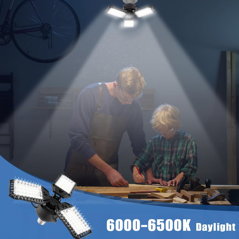 Aoretic LED Garage Lights Bulb 4 Pack -80W, 8000LM 6500K