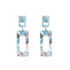Acrylic Square Dangle Earrings with Orange Floral Pattern (Blue)