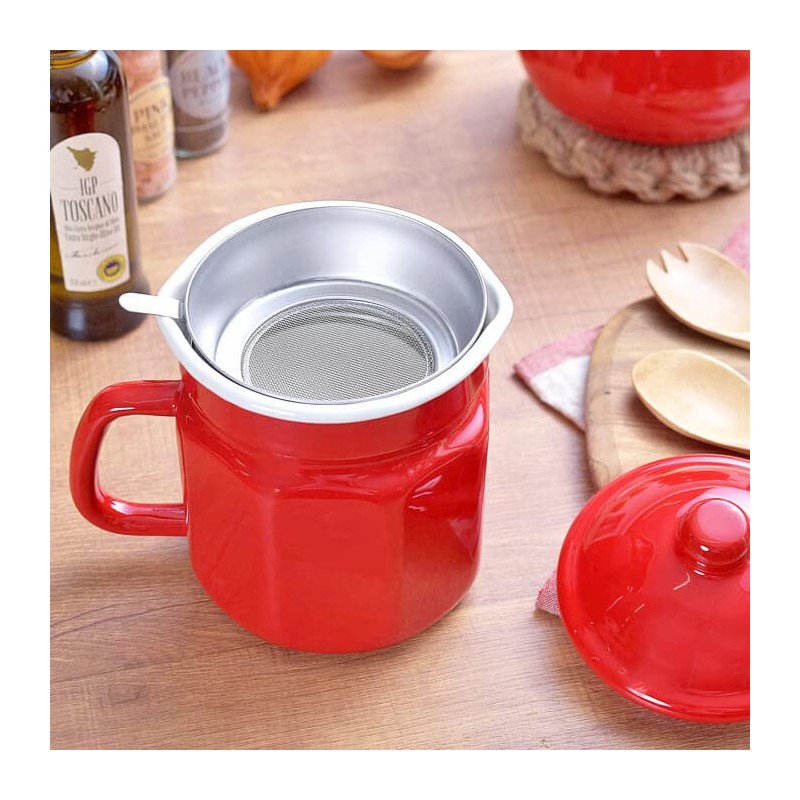 Cozy Cook, Enamel, Hexagon, Oil Pot, 1.1L, Red