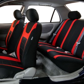 The Quality Cover Sports Fabric 2 Row Set Car Seat Covers Red Black Split Bench